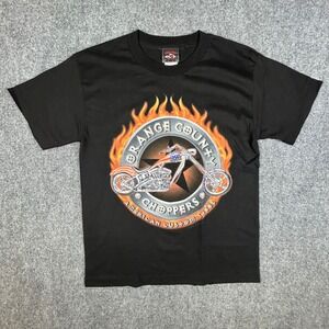 Orange County Choppers American Custom Steel Flame Graphic T-Shirt Mens Black S